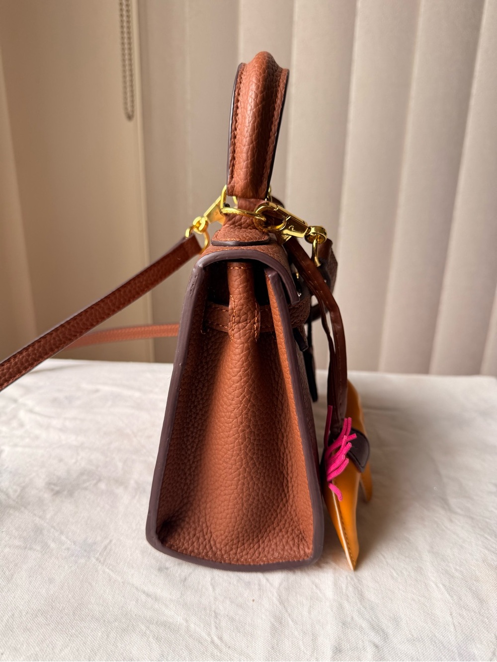 Hermes Cognac Togo Leather Mini Crossbody with Gold Hardware - Picture 5 of 13